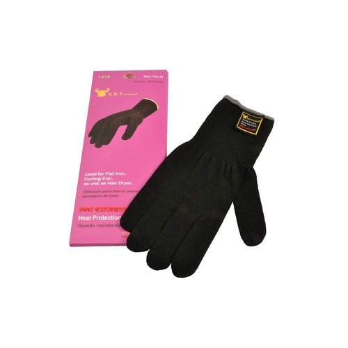 G & F 1916 Heat Resistant Beauty Gloves for Curling and Flat Iron, Black, Sold by 1 Piece