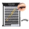 Hannahool Mixed 8-12-14-16mm/8-10-12-14mm/10-12-14-16mm/14-15-16mm Wide Stem Individual False Eyelashes Soft Lightweight Volume Eyelashes Extensions Makeup Cluster Lashes (Mixed 8-10-12-14mm)