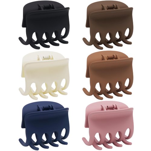 Medium Hair Claw Clips for Thin Hair, 2.6 Inch Hair Clips for Women Girls Kids, Strong Matte Classic Clips Jaw Clip for Fine Hair/Medium Thick Hair, Non Slip Hair Clamps (6 Packs), Neutral Assorted