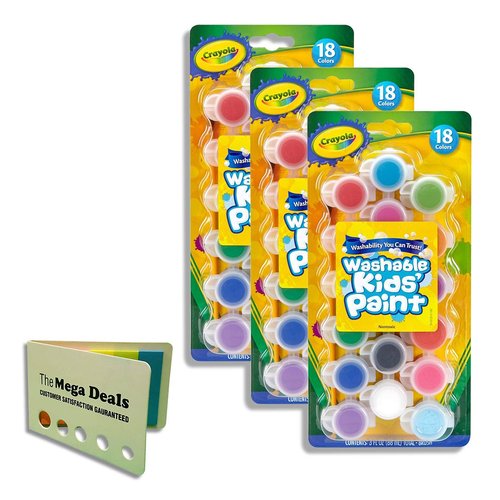 Crayola Washable Kids Finger Paint Assorted Colors, Pack of 3 | Includes 5 Color Flag Set