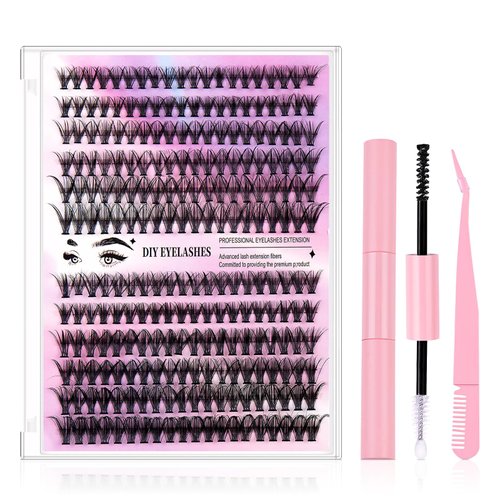 240PCS Lash Clusters Kit Wispy with 10-16mm, Natural Lash Clusters Kit for Women Cat Eye Lash Clusters Lash Extension Kit for Beginners (240PCS)