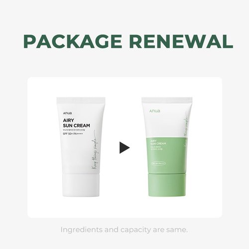 ANUA Airy Sun Cream spf 50+, 50ml, 1.69oz | NO Residue, MOISTURE