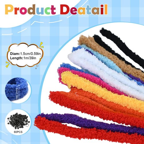 Stranthother 20Pcs 39 Inches Pipe Cleaners Chenille Stems Soft Thick Pipe Stems Long Chenille Stems Craft Supplies Coral Fleece Pipe Cleaners DIY Plush for Kids (Multi Color)