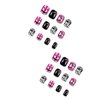 Halloween Press on Nails Short Square Fake Nails Mummy Grimace Designs Halloween Nails Press ons Short Glue on Nails Spider Web Bat Glitter False Nails Black Purple Stick on Nails for Women 24pcs