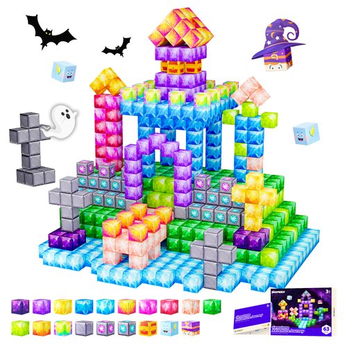SILYMOLY Magnetic Blocks, Jewel Adventures Theme, Magnetic Building Cubes, Gemstone Magnetic Building Blocks Boys & Girls Toys Age 3-5 4-8,Sensory Toy Gift for Kids, 1.2 Inches, Christmas Toy Gifts