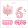 Cat Birthday Decorations, Cat Balloons, Pink 6 Balloon Number, Cat Themed Birthday Party Decorations, 6th Birthday Decorations For Girls