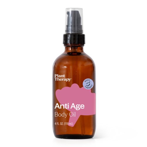 Plant Therapy Anti Age Body Oil 4 oz Locks in Moisture for Supple, Radiant Looking Skin, Helps Reduce the Appearance of Fine Lines, Made with Frankincense Oil, Sandalwood Oil, & Rose Oil