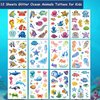 Hohamn Glitter Ocean Sea Animals Temporary Tattoos for Kids - 120+ Cartoon Ocean Animal Fake Tattoos for Girls Boys Birthday Party Supplies Favors, Baby Shower