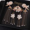 5Pcs Alloy Hair Sticks Pins Long Tassel Hanfu Chinese Flower Hair Clips Crystal Hair Pins Headwear Sets for Women and Girls