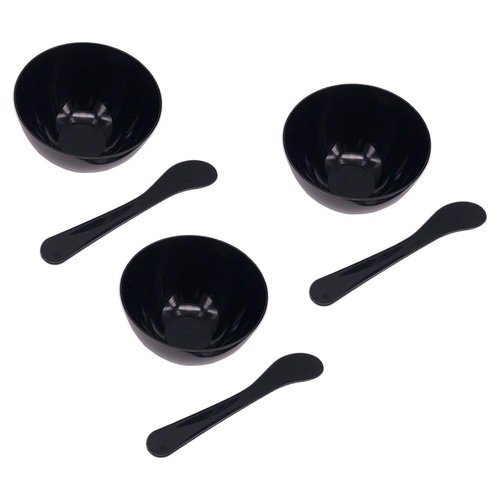 3 Sets Plastic Facial Mask Mixing Bowl with Plastic Spatula Facemask Bowl Mud Mask Mixing Bowl DIY Skin Care Mixing Tool Kit for Lady Women Home Beauty Salon Use, Black