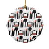 GRAPHICS & MORE Makeup Lipstick Compact Eyeshadow Mascara Drawing Porcelain Scalloped Holiday Christmas Tree Ornament - 2.8" (7.1 cm)