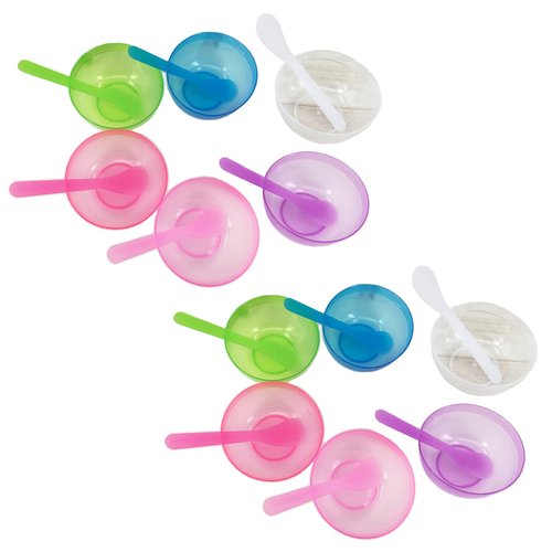 lasenersm 12 Pcs Plastic Facial Mask Mixing Bowl With Stirring Spatula Facemask Bowl Mud Mask Mixing Bowl DIY Skin Care Mixing Tool Kit for Lady Women Home Beauty Salon Use, Transparent Color Series