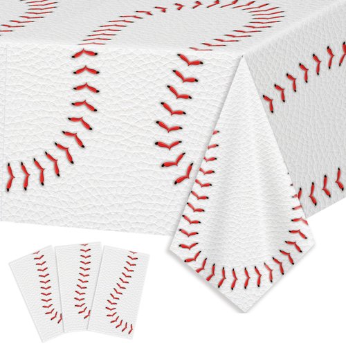 XIENBLOC 3pcs Baseball Tablecloths Baseball Birthday Party Supplies Disposable Plastic Table Cloths Rectangle Waterproof Table Cover for Baseball Sports Theme Party Decorations 54"x108"