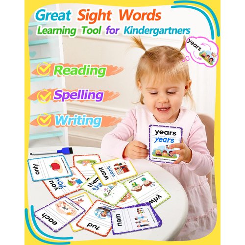 Sight Words Flash Cards Kindergarten, 250 Dolch Sight Word Writing Reading Spelling Games, Preschool Kindergarten Toddler Learning Activities, Homeschool Supplies Educational Toys for Kids Ages 3+