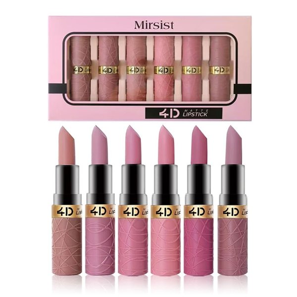 GHFCZOO 6Pcs Matte Lipstick Set, Brown Nude Pink Purple Red Shades, Long-Lasting Waterproof Velvet Lipstick for Women, 24-Hour Lipstick Gift Set, Labiales Mate Makeup (Set A, 6pcs/set)