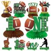 10Pcs Football 1st Birthday Decorations Honeycomb Centerpiece for Boys, First Year Down Football Theme Table Centerpiece Party Supplies, Sports Football One Year Old Birthday Table Topper Sign Decor