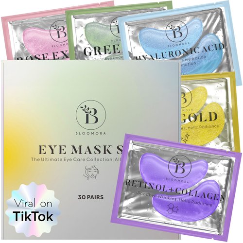 BLOOMORA Variety Under Eye Patches (30 Pairs) Under Eye Patches for Dark Circles, Under Eye Patches for Puffy Eyes and Dark Circles, Eye Masks Bulk, Eye Care, Puffy Eyes Treatment, Under Eye Mask