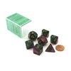 Chessex Polyhedral 7-Die Gemini Dice Set - Green & Purple with Gold CHX-26434