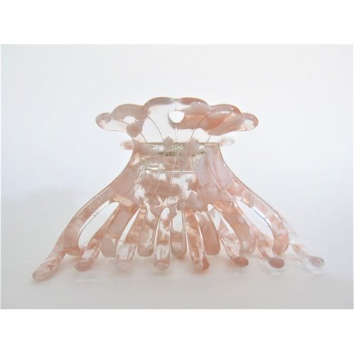 Generic Pink white clear marbled hair claw clip medium fine hair