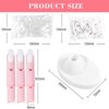 Practice Fingers for Acrylic Nails, Flexible Movable Fake Finger to Practice Fake Nails, 3PCS Adjustable Pink Nail Finger Practice with 1PC White Acrylic Finger Base, 200PCS False Nail Tips with Box