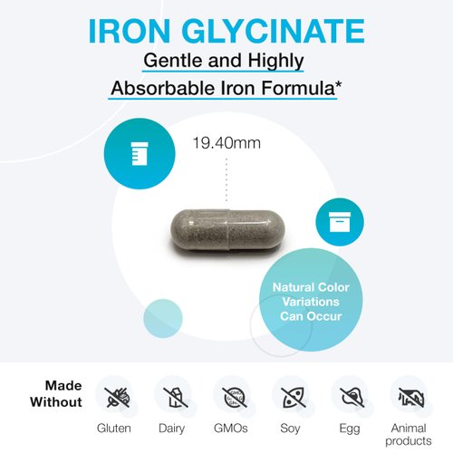 XYMOGEN Iron Glycinate - Gentle, Highly Absorbable Iron Supplement for Women + Men - 29mg Patented Iron Bisglycinate Chelate Supports Healthy Ferritin and Hemoglobin Levels (120 Iron Capsules)