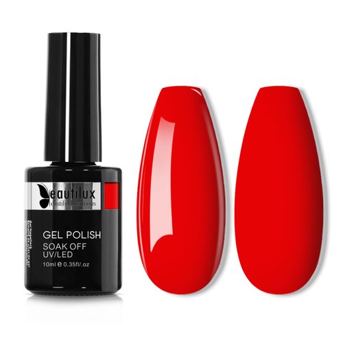 beautilux Red Gel Nail Polish, 1Pcs Bright Red Color Gel Polish High Gloss Soak Off UV Nail Art G...