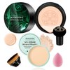 Mushroom Head Air Cushion CC Cream BB Cream Cushion Foundation Set Moisturizing Full Coverage Foundation Concealer Lasting Foundation Makeup Even Skin Tone Makeup Base Primer（4 Pcs）