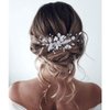 Gorais Leaf Bride Wedding Hair Comb Pearl Bridal Hair Piece Crystal Side Comb Hair Accessories for Women and Girls (A-Silver)