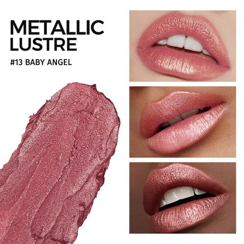 Anglicolor Glitter Lipstick High Impact Lipcolor,Light Pink Lipstick Moisturizing Creamy Formula,Metallic Lipstick For Women For Vegan & Cruelty-Free,Full-Coverage Lip Color