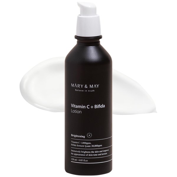 Mary&May Vitamin C+ Bifida Lotion - Nourishing Face Lotion for Evens Skin Tone and Moisturization - 30,000ppm Bifida Fermentation with 1,000ppm Vitamin C, 4.06 fl.oz.