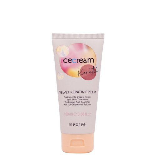 Inebrya Ice Cream Velvet Keratin Cream - Smoothing and Moisturizing(Trattamento doppie punte Cheratina),100ml
