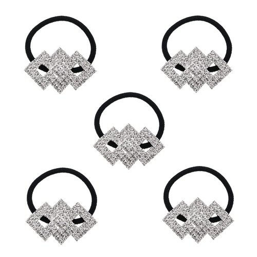 Xiwstar 5Pcs Sparkly Crystal Rhinestone Hair Bow Ties Scrunchies Ponytail Holder Women Girls Hair Bands Headband