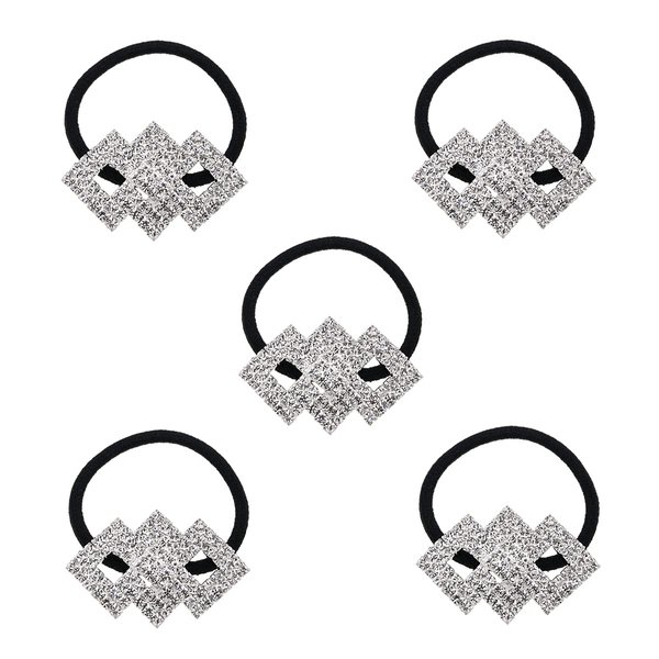 Xiwstar 5Pcs Sparkly Crystal Rhinestone Hair Bow Ties Scrunchies Ponytail Holder Women Girls Hair Bands Headband