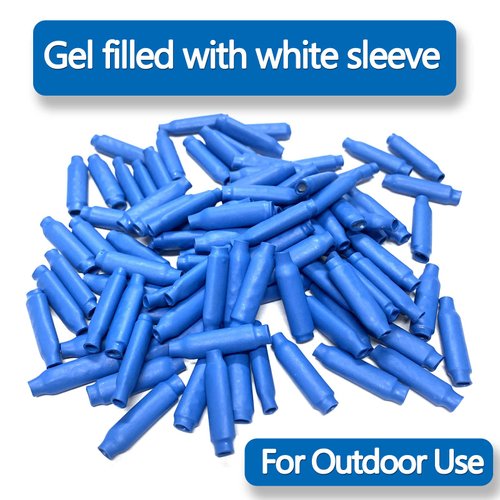 Low Voltage Wire Connectors - B Connectors Silicone Filled Wet B Gel Telephone Alarm Wire Crimp Bean Type Splice for Low Voltage Application, Blue (500 PCS)