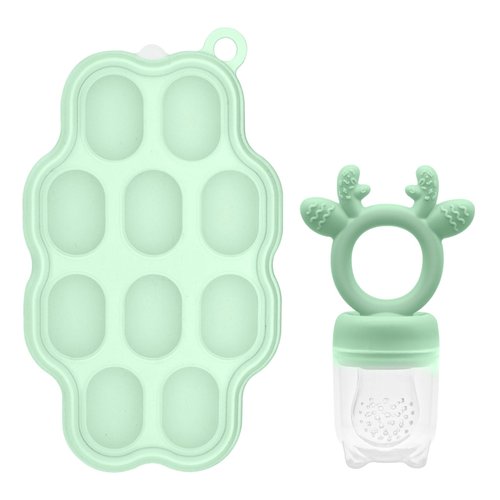 Breastmilk Popsicle Molds & Baby Fruit Food Feeder for Teething Relief, Silicone Baby Teether Pacifier Feeder and Freezer Tray with Lid, Silicone Teething Toys, BPA Free Safe Infant Self Feeding