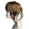AYunhe Curly Wavy Human Hair Topper for Women Clip in Human Hairpieces with 3D Bangs Fringe Hair Extensions 35cm Mid Part Hair Toupee (Light Brown)