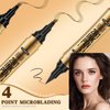 Wugbc Eyebrow Pencil, Waterproof 4 Tip Eyebrow Pen Ultra-Precise Eyeliner 2-in-1, Eye Brow Microblading Pen with Dual-ended Eyebrow Brush, Natural Looking Eyebrows Makeup for Women- Dark Brown, Black