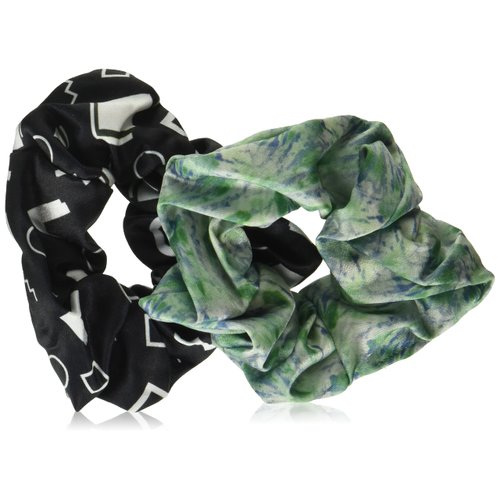 Wet Brush Coil Hair Scrunchies for Women & Girls - 2 Count, Teal & Black - Suitable for All Hair Types - Pain-Free Hair Accessories Perfect for Long Lasting Braids, Ponytails and More