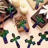 Chivao 200 Pcs Easter Scratch Cross Ornaments Rainbow Color Craft Kit DIY Scratch Paper Christian Gifts for Kids Sunday School Crafts Kids' Paper Craft Kits for Girls Boys with Wood Sticks Ribbons