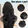 FAVE V-Shaped Clip in Extensions Synthetic Hair Extension Wavy Hair Extensions Brown Black Hair Extensions One Piece Extensions with 5 Secure Clips Vigorous Clip in Hair Extensions for Women