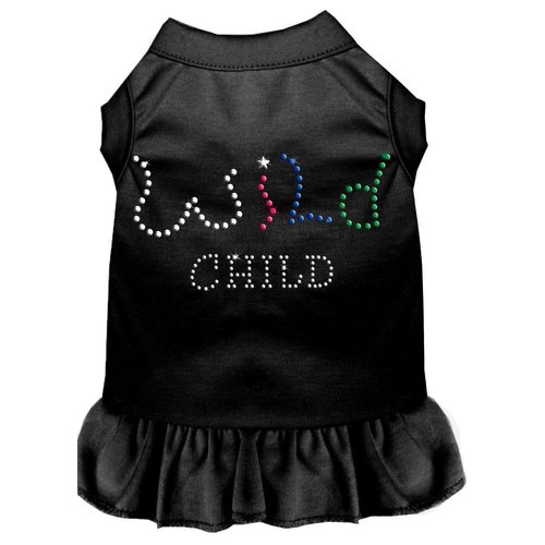 Pet Dog & Cat Dress Rhinestone, Wild Child Black W/Red LG (10-14 lbs.)