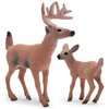 Gemini&Genius Whitetail Deer Animal Toys for Kids, Deer Figurines with Cub, 2Pcs Reindeer Family Woodland Animal Toys, Great for Kids Party Favors, Treasure Box Prizes, Family Fun or Cake Toppers