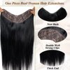 One Piece Human Hair Clip in Extensions 20 Inch 100G Black Clip in Hair Extensions Real Human Hair Black Girl Straight Double Weft Seamless Clip in Hair Extensions Human Hair V Shaped Clip ins Hair