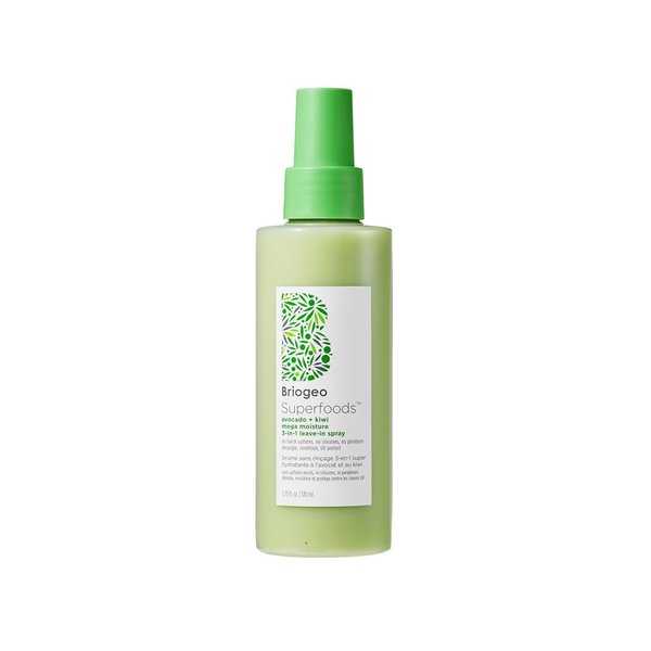 Briogeo Superfoods Avocado and Kiwi Leave in Conditioner, 5.75 oz - 3-in-1 Moisturizer, Detangler with UV Protection for Dry Damaged Hair
