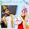 Halloscume 36 Pcs Happy New Years 2025 Eve Party Supplies,6 Party Cone Hats 6 Headbands 12 Eyeglasses 6 Horns 6 Noise Makers