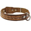 Genuine Leather Braided Studded Dog Collar, Brown 1.25" Wide. Fits 16"-20.5" Neck.
