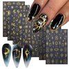 8 Sheets Gold Nail Sticker 3D Self-Adhesive Nail Decals Art Unique Moon Sun Stars White Cloud Snake Design Nail Art Sticker Decoration for Women Manicure Tips Acrylic Nails DIY Nails Art Supplies
