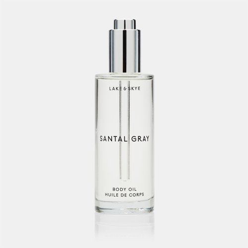 Lake & Skye Santal Gray Body Oil, 3.4 fl oz (100 ml), Hydrating with Vitamin E & Sweet Almond Oil - Woody Scent