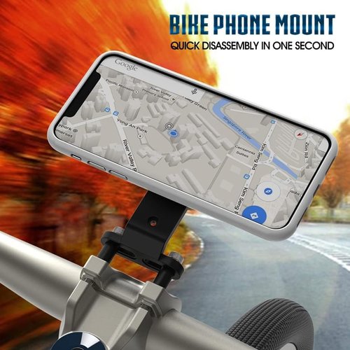 Out-Front Bike Stem Phone Mount, Quick-Release Bike Phone Mount for Mountain Bike Road Bike Scooter, Upgraded Aluminum Bicycle Phone Holder with Adhesive Adapter for 4.7-7.0" Smartphones and iPhone