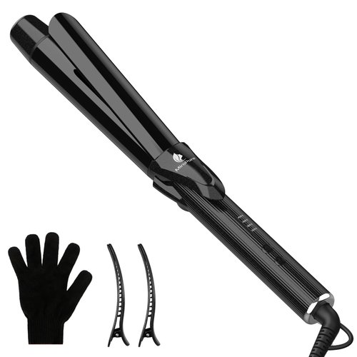MiroPure Curling Iron, 1 1/4 Inch Hair Curling Iron with Extra Long Tourmaline Ceramic Barrel, Curling Iron with Ionic Technology, Professional Curling Wand, Dual Voltage, Glove Included